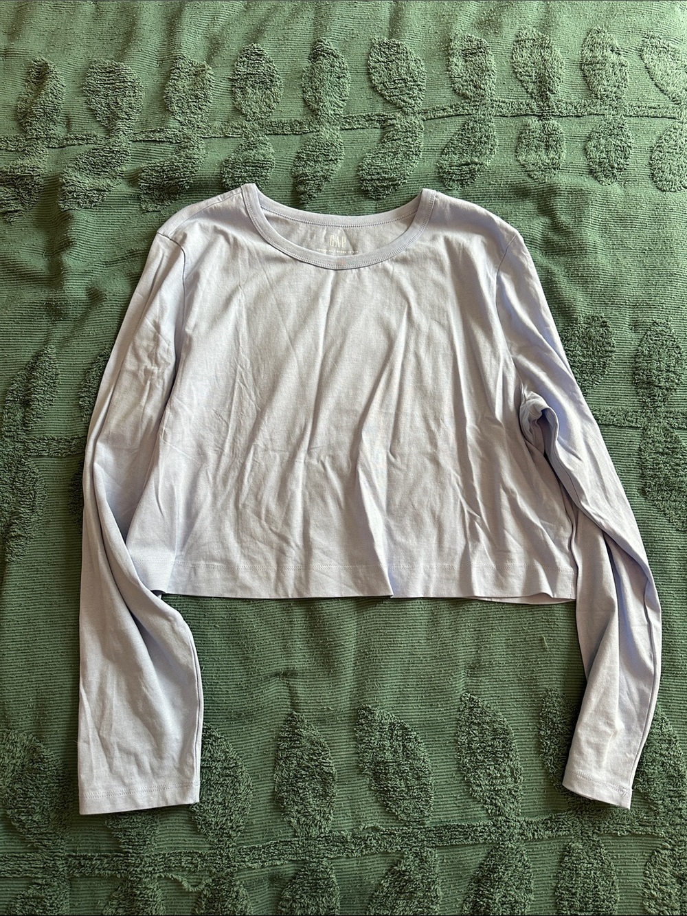 NWOT gap organically grown cotton long sleeve crop baby blue XL